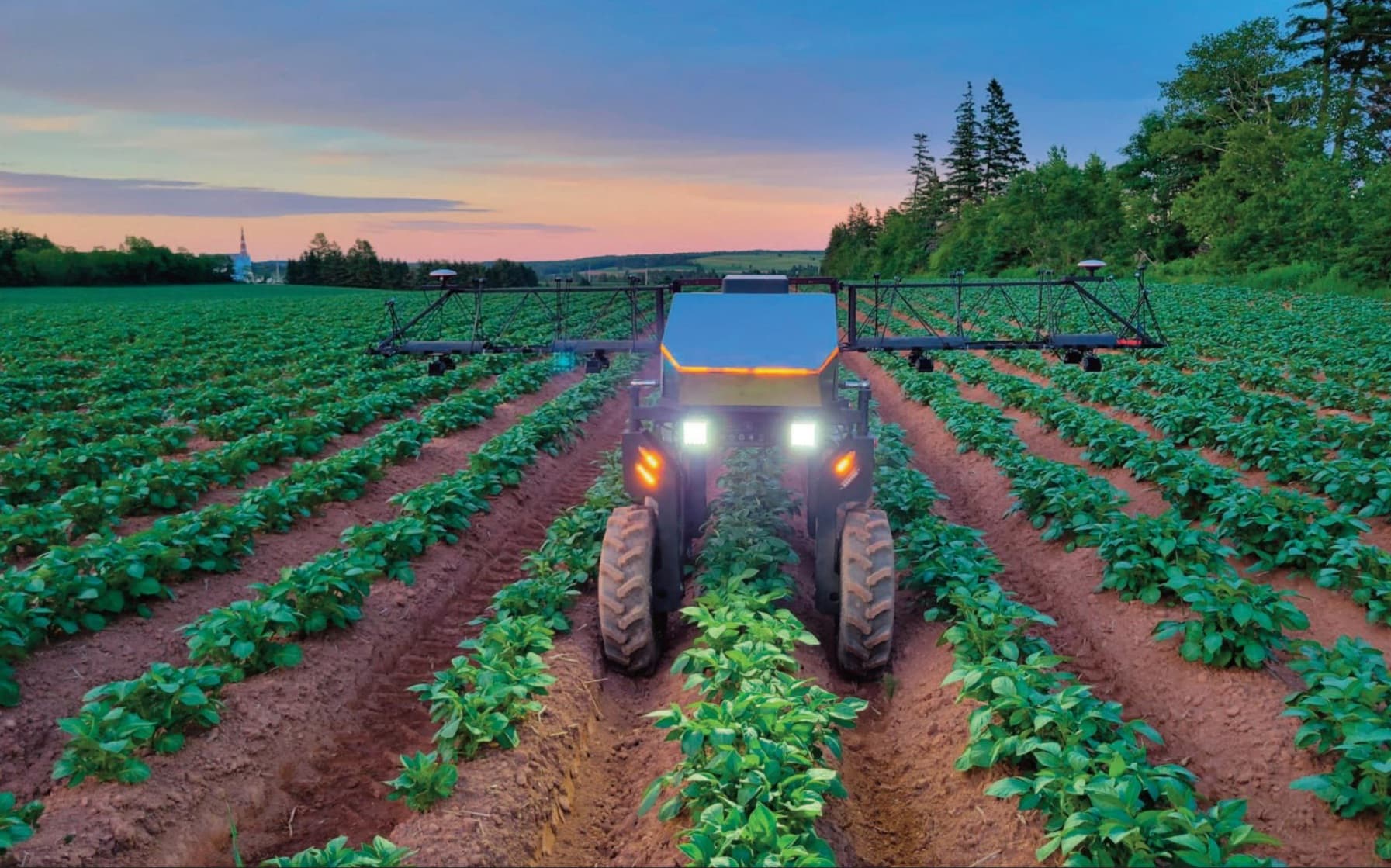 Agriscout robot in a potato field